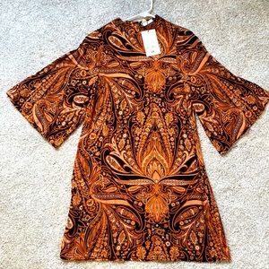 NWT Richard Allen x H&M mod paisley bell sleeve shift dress. 0